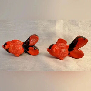 Adorable Two Piece Ceramic Goldfish Set, Signed And Numbered